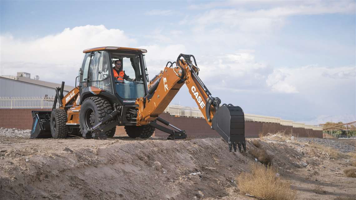 Case's 580 EV electric backhoe loader