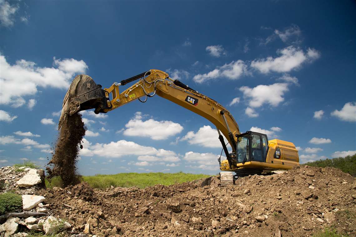 The Cat 352 excavator in action