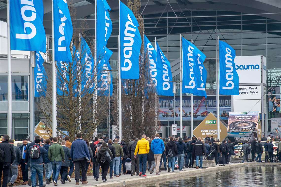 Visitors at trade show Bauma