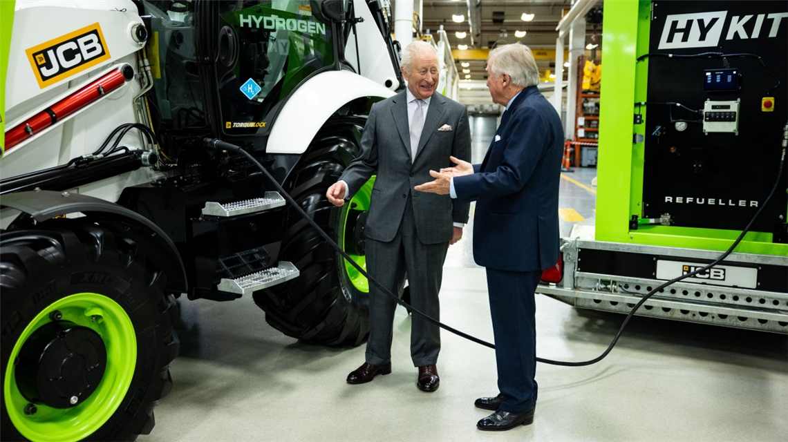 King Charles and JCB Chairman Anthony Bamford (Image: JCB)