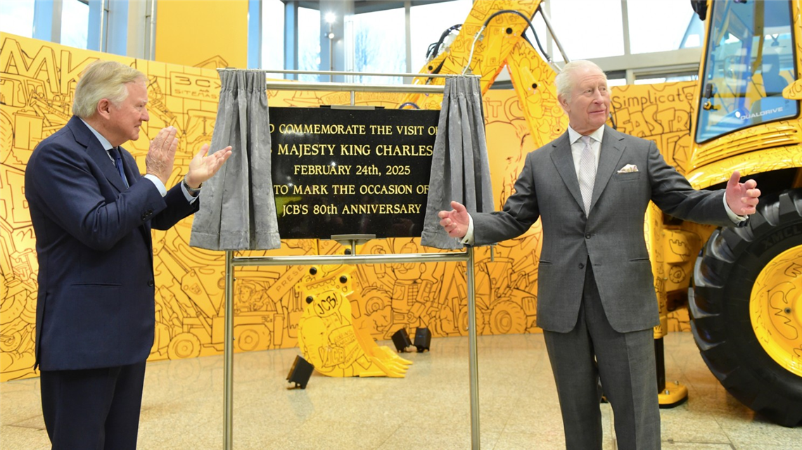 King Charles and JCB Chairman Anthony Bamford (Image: JCB)