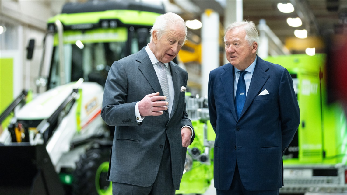 King Charles and JCB Chairman Anthony Bamford (Image: JCB)