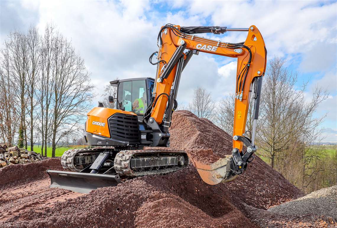 Picture showing one of the new Case Construction's E-Series midi excavators in the 8 to 10 tonne size class. (Image: Case)