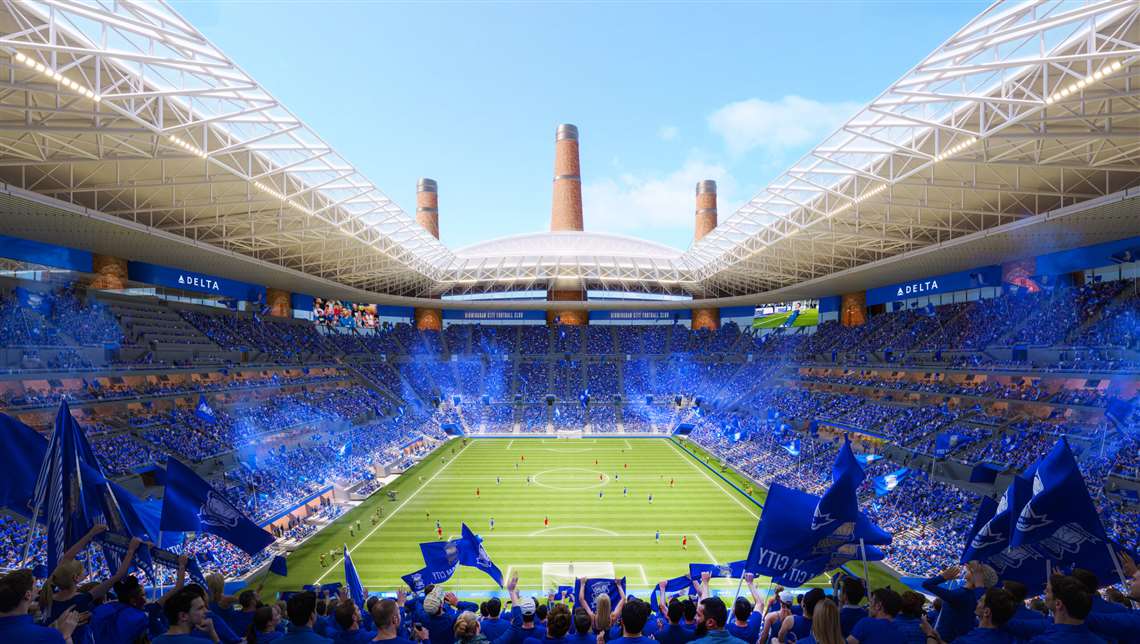 The new stadium would have a capacity of 62,000. Image: Devisual & Mir for Heatherwick Studio 