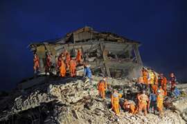 Houses damaged by the earthquake in Elazig Turkey 