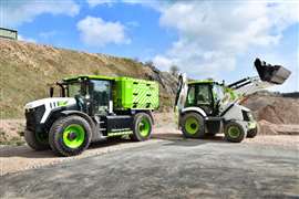 JCB's hydrogen refueller refuels a hydrogen-powered backhoe loader