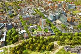 A digital render of the new Simmons University campus centre