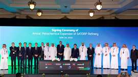 Aramco and TotalEnergies signing ceremony for the “Amiral” complex, a future petrochemicals facility expansion at the SATORP refinery in Saudi Arabia.