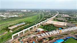 MAHSR viaduct work and SBS casting yard in Ahmedabad district, Gujarat 