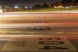 Long exposure of the I-35 with light trails from passing vehicles