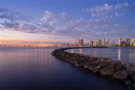 Manila Bay waterfront at sunset