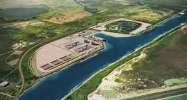 Uma representação da instalação de GNL de Port Arthur, Texas.