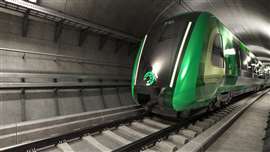 Digital render of a train running on the SRL East line in Melbourne