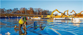 Projection soil protection Dutch national railways (NS) marshalling yard Zwolle, Netherlands 