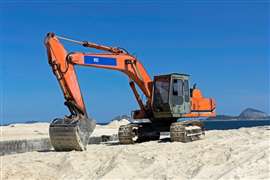 Construction work in Ipanema, Rio de Janeiro, Brazil