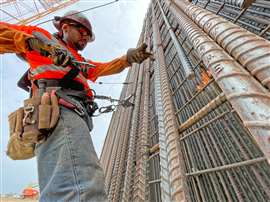 A worker on the Conejo Viaduct