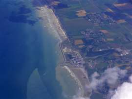 An aerial view of the Penly nuclear power plant site in Normandy, France 