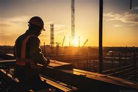 Construction Worker Silhouettes at Work