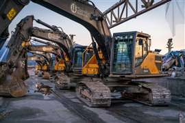 A Volvo EC250E demolition excavator with guarding