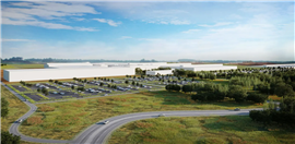 Renderização digital de como seria a fábrica de veículos elétricos em Stanton Springs, Geórgia