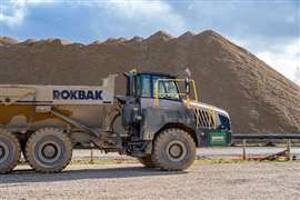 A Rokbak RA30 hauler at Gill Mill Quarry in Oxfordshire, UK.