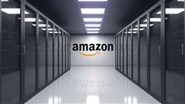 Amazon.com logo on the wall of the server room. Editorial 3D rendering