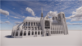 A 3D visualisation representing Notre-Dame cathedral created by Autodesk