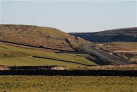 An eastbound view of the A66 from Stainmore Cafe carpark