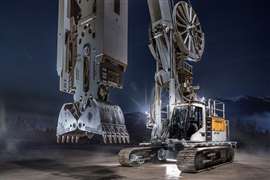 Liebherr's LBX 600 carrier machine fitted with the HSG 5-18 slurry wall grab