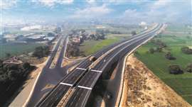 An aerial view of a newly constructed road in India.