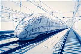 Generative AI illustration of CAD drawing high speed train design