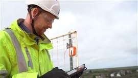 worker uses concrete sensor technology