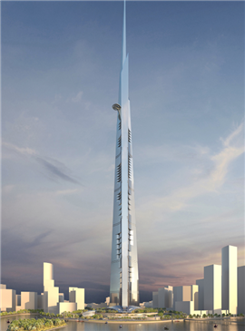 A digital render of how the Jeddah Tower would look once completed