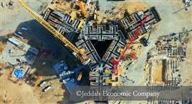 An aerial view of the Jeddah Tower before construction work halted in 2018