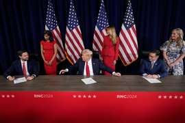 Donald Trump, J.D. Vance and Mike Johnson (Image: Reuters/Mike De Sisti/Milwaukee Journal Sentinel/USA Today Network)