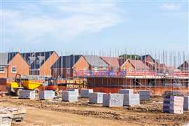 New build houses building construction site, Cheshire, England, UK