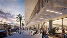 Rendering dell'esterno dell'aeroporto di San Diego (immagine per gentile concessione di Turner-Flatiron JV)