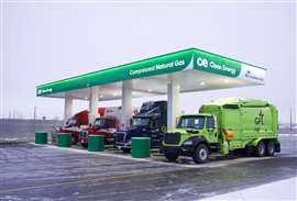 The new Tourmaline and Clean Energy CNG station in Calgary, Alberta, Canada.