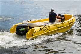 Whaly 455R powered by Elco EP-50 electric outboard