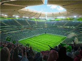 Digital render of the planned King Salman stadium in Riyadh, Saudi Arabia