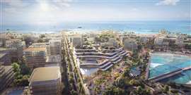 Ein digitales Rendering des Bilaj Al Jayazer Beach-Projekts