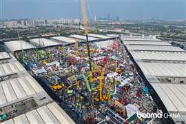 Luftaufnahme der Bauma China in Shanghai im November 2024. (Foto: Messe München)