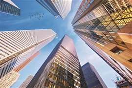 Looking up at the Toronto, Canada, skyline