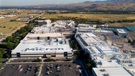 Aerial view of Micron semiconductor plant in Boise, Idaho, US
