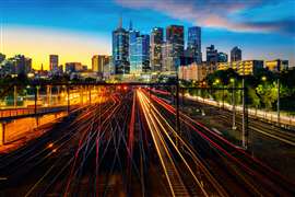 Melbourne train station in Victoria, Australia.