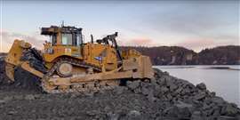 A remote-controlled Caterpillar D8 dozer is being used at a site in Norway to increase safety