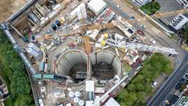 Liebherr cranes working on the Grand Paris Express transport project in France