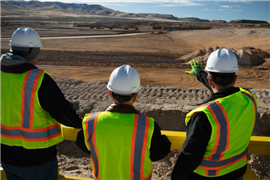 Team members assessing the landscape and earthworks at the Thacker Pass lithium project in Humboldt County, Nevada, USA. (Image: Bechtel)