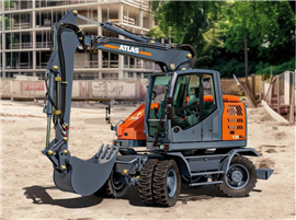 Foto da escavadeira sobre rodas Atlas 135Wsr, que será lançada na Bauma 2025. (Imagem: Atlas)