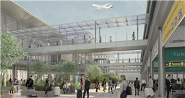 A digital render of the expanded London Luton Airport